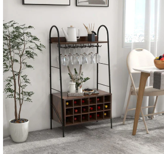 Industrial Style Liquor Cabinet with Wine Rack