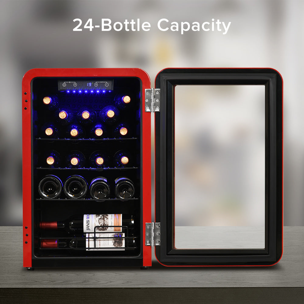 Freestanding Countertop Wine Cooler with Compressor System - Holds 24 Standard Bottles