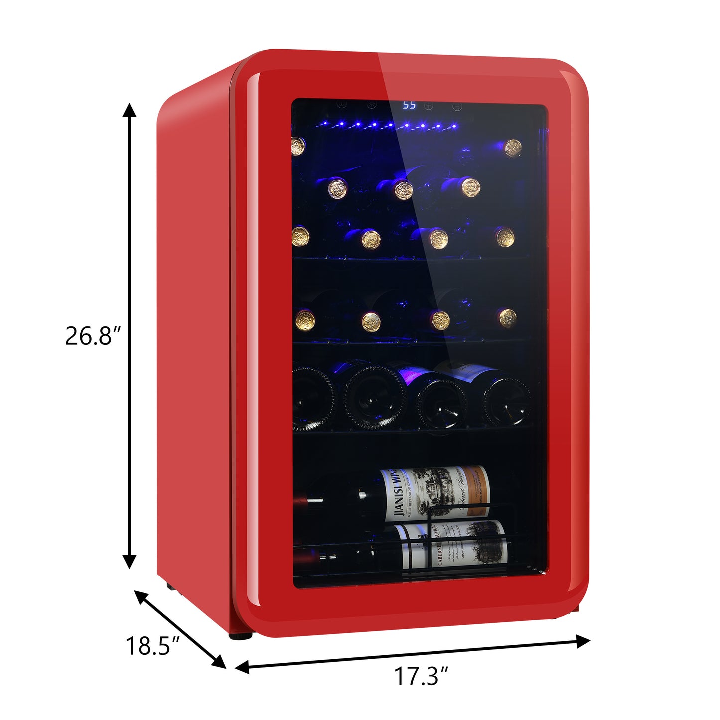 Freestanding Countertop Wine Cooler with Compressor System - Holds 24 Standard Bottles