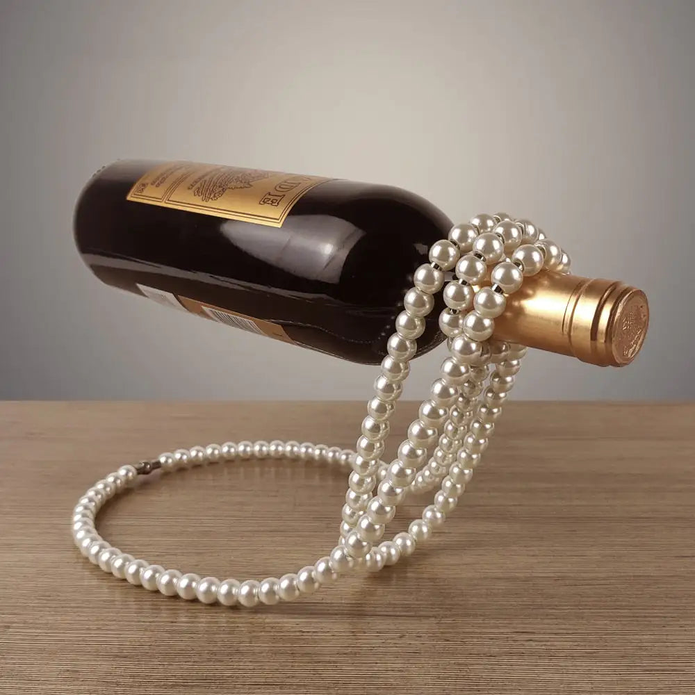 Luxe Pearl Necklace Wine Stand