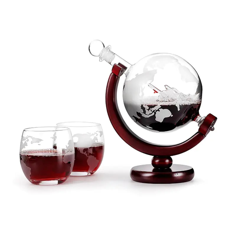 Globe Whiskey Decanter & Wine Glass Set