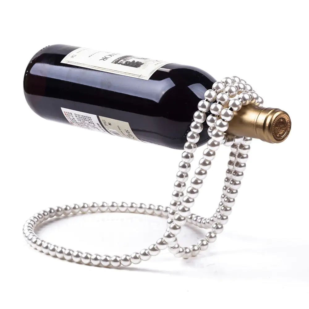 Luxe Pearl Necklace Wine Stand