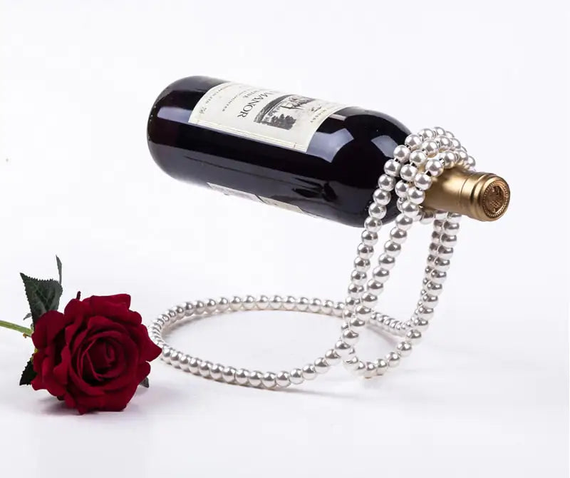 Luxe Pearl Necklace Wine Stand