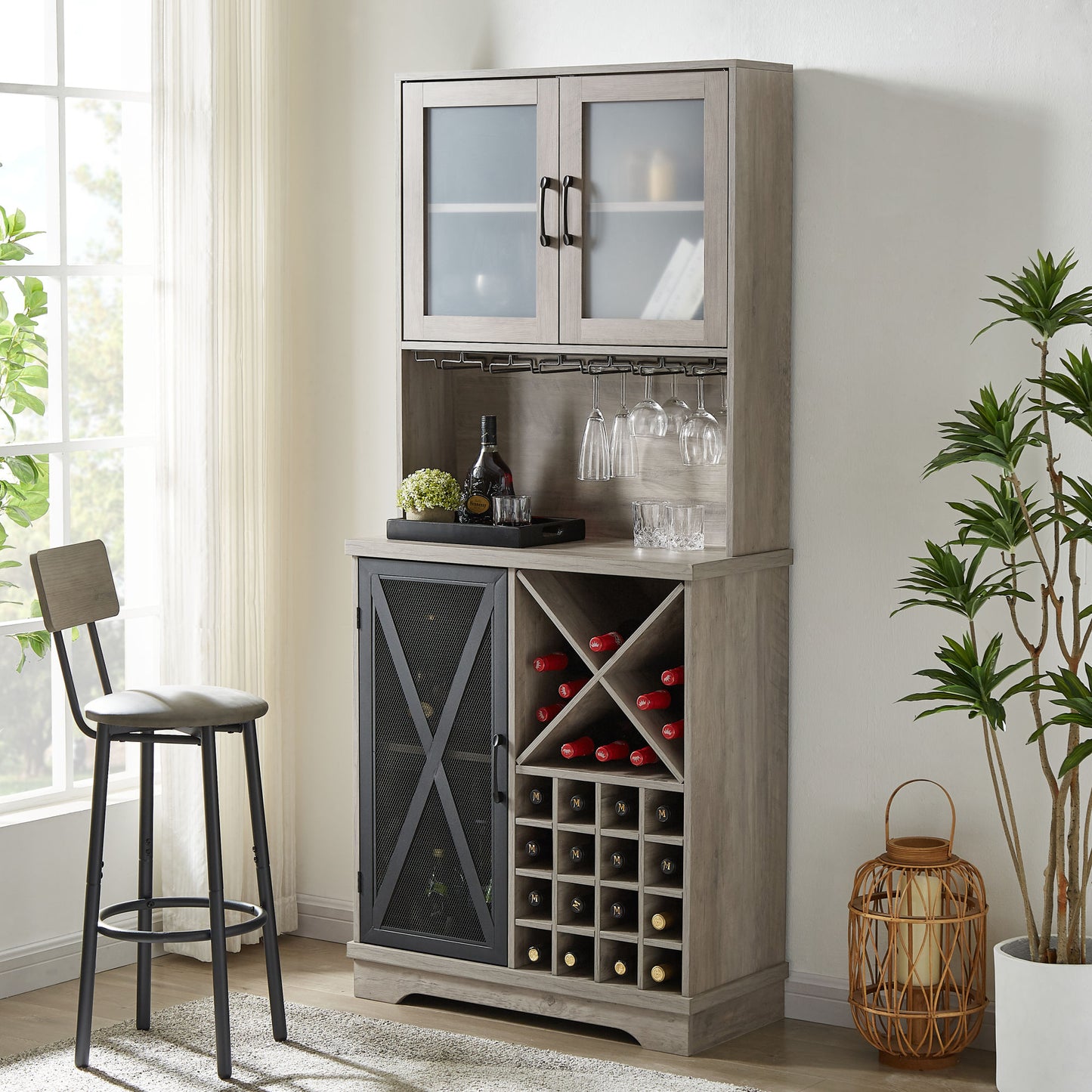 Vintage Industrial Wine Tower Cabinet