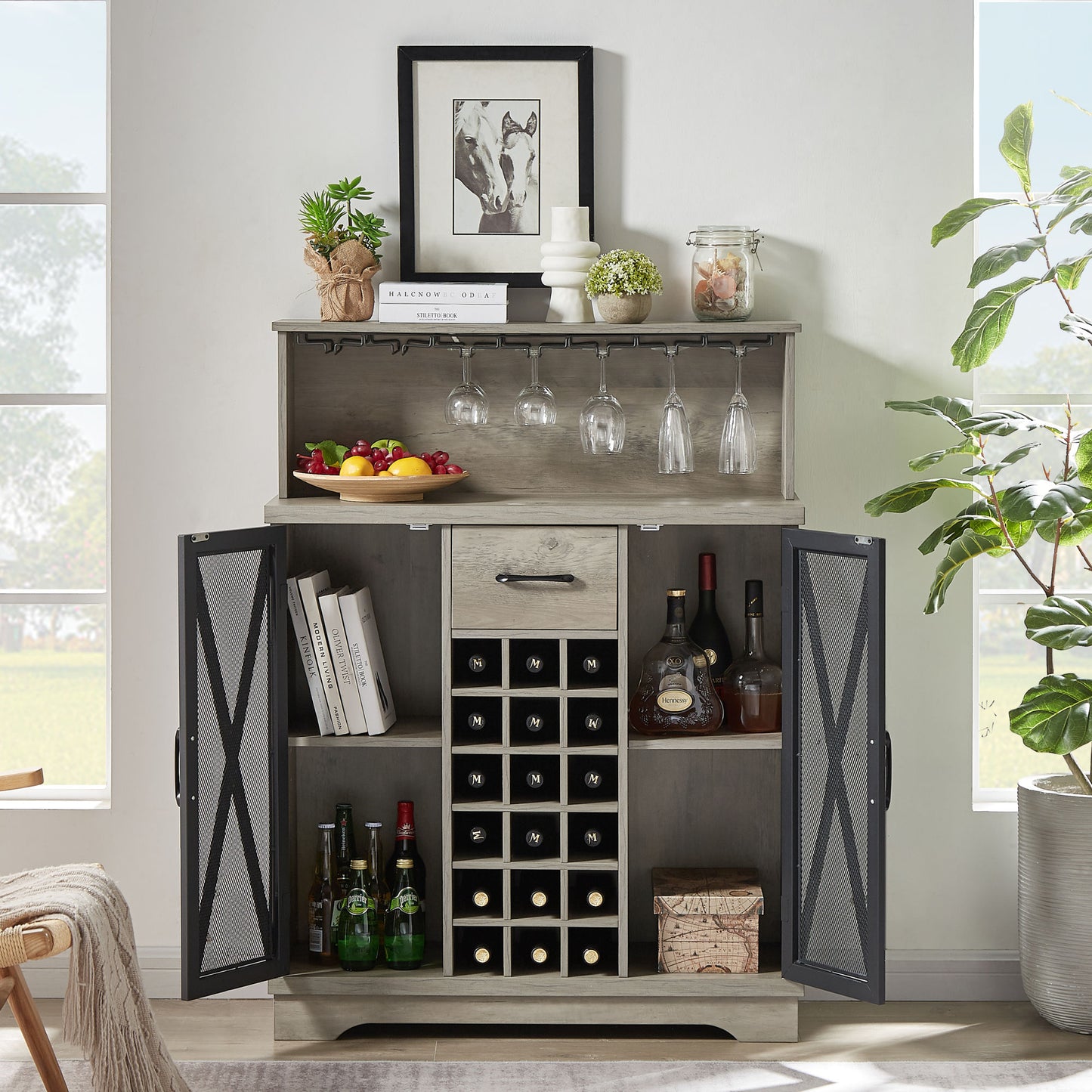 Urban Industrial Wine Storage Cabinet