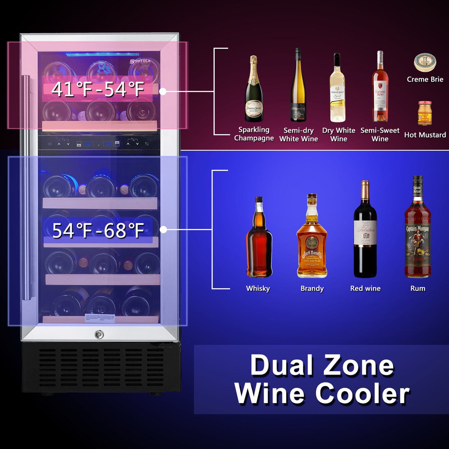 SOTOLA 28-Bottle Dual Zone Wine Cooler