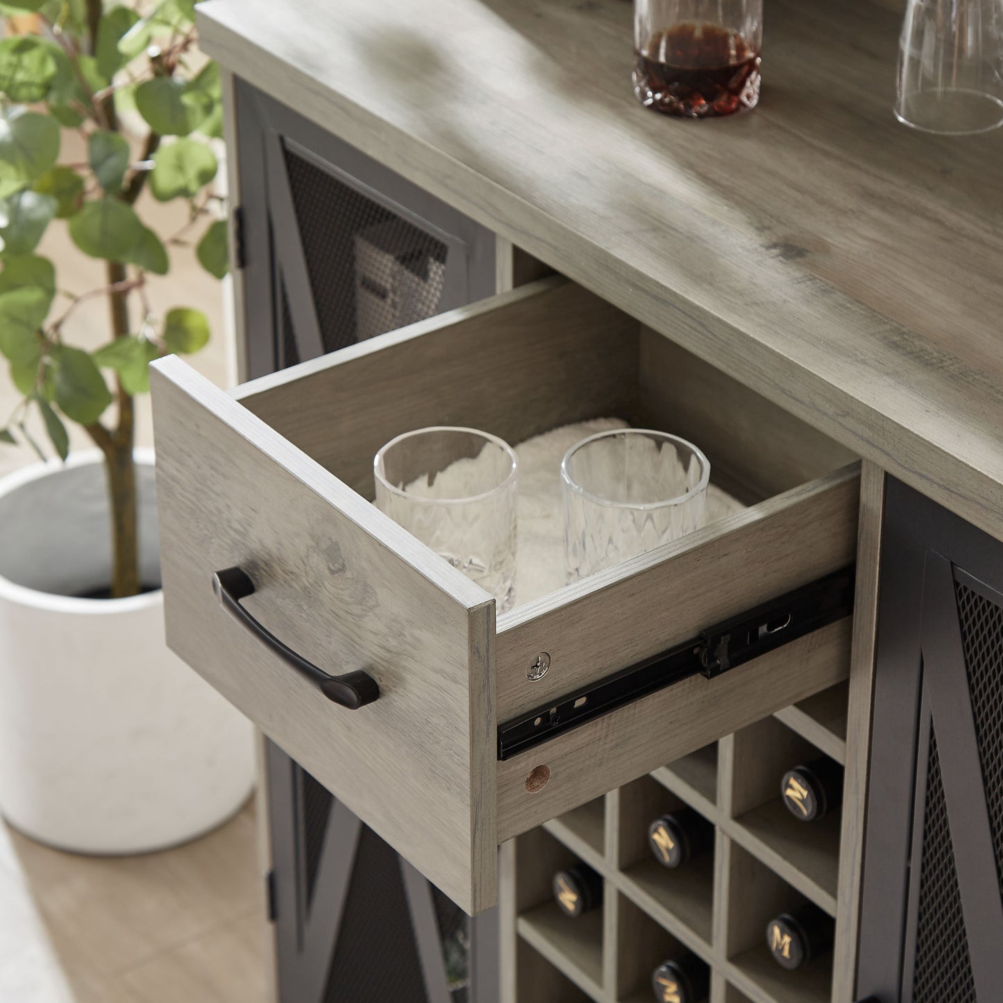 Urban Industrial Wine Storage Cabinet