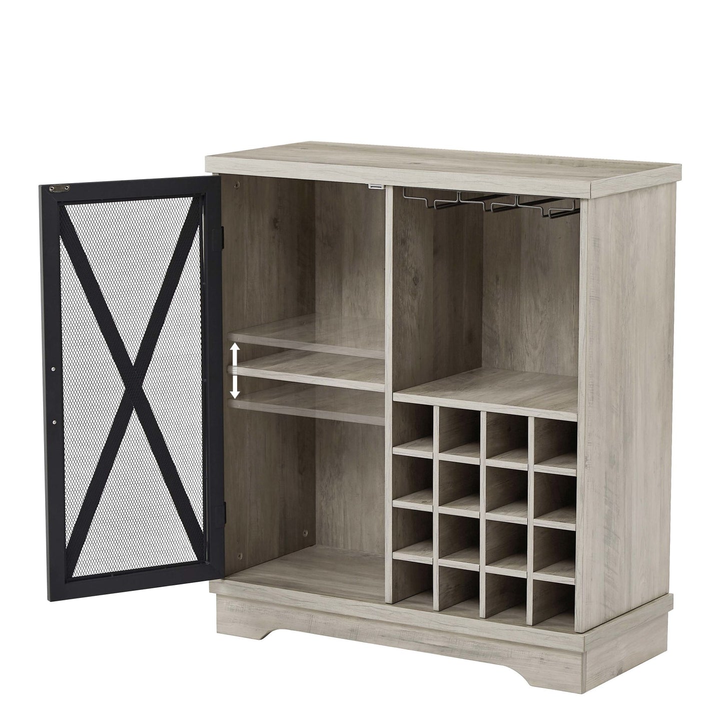 Single door wine cabinet with 16 wine storage compartments