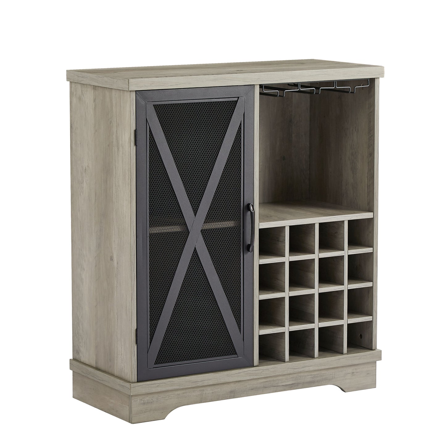 Single door wine cabinet with 16 wine storage compartments