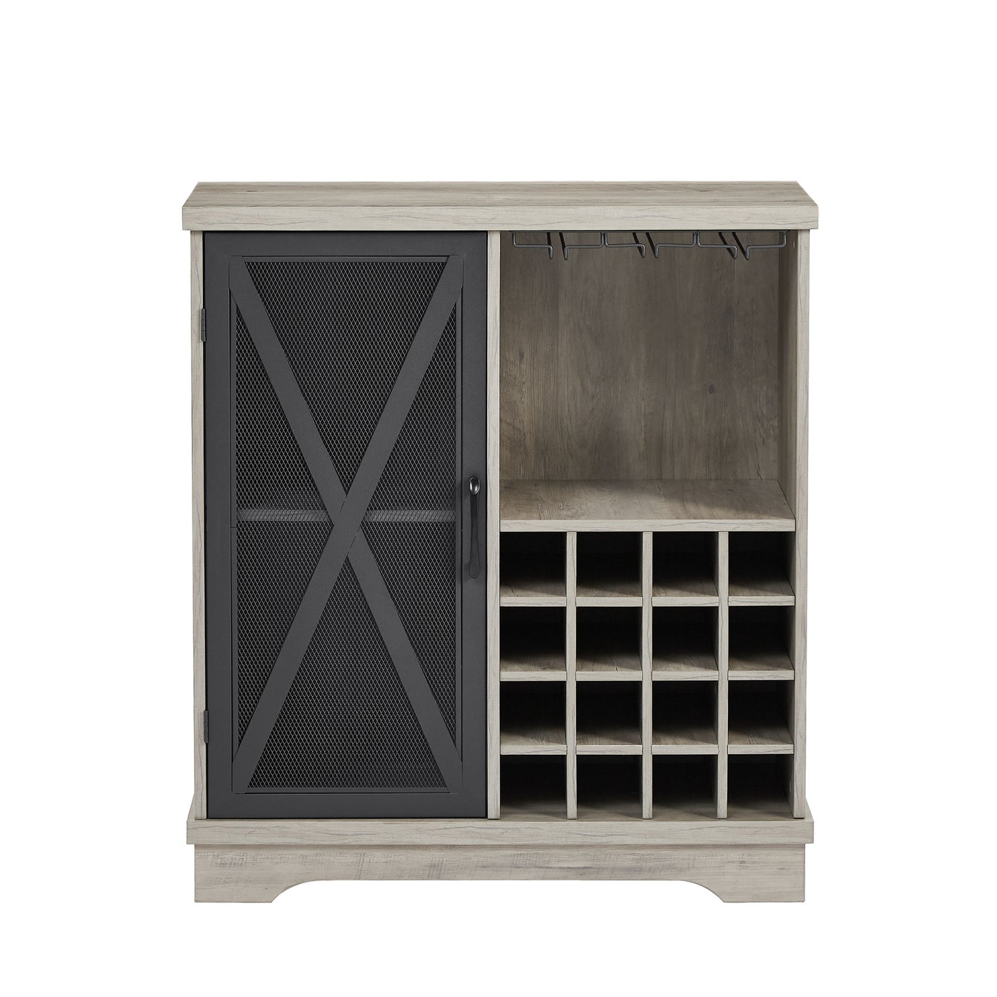 Single door wine cabinet with 16 wine storage compartments