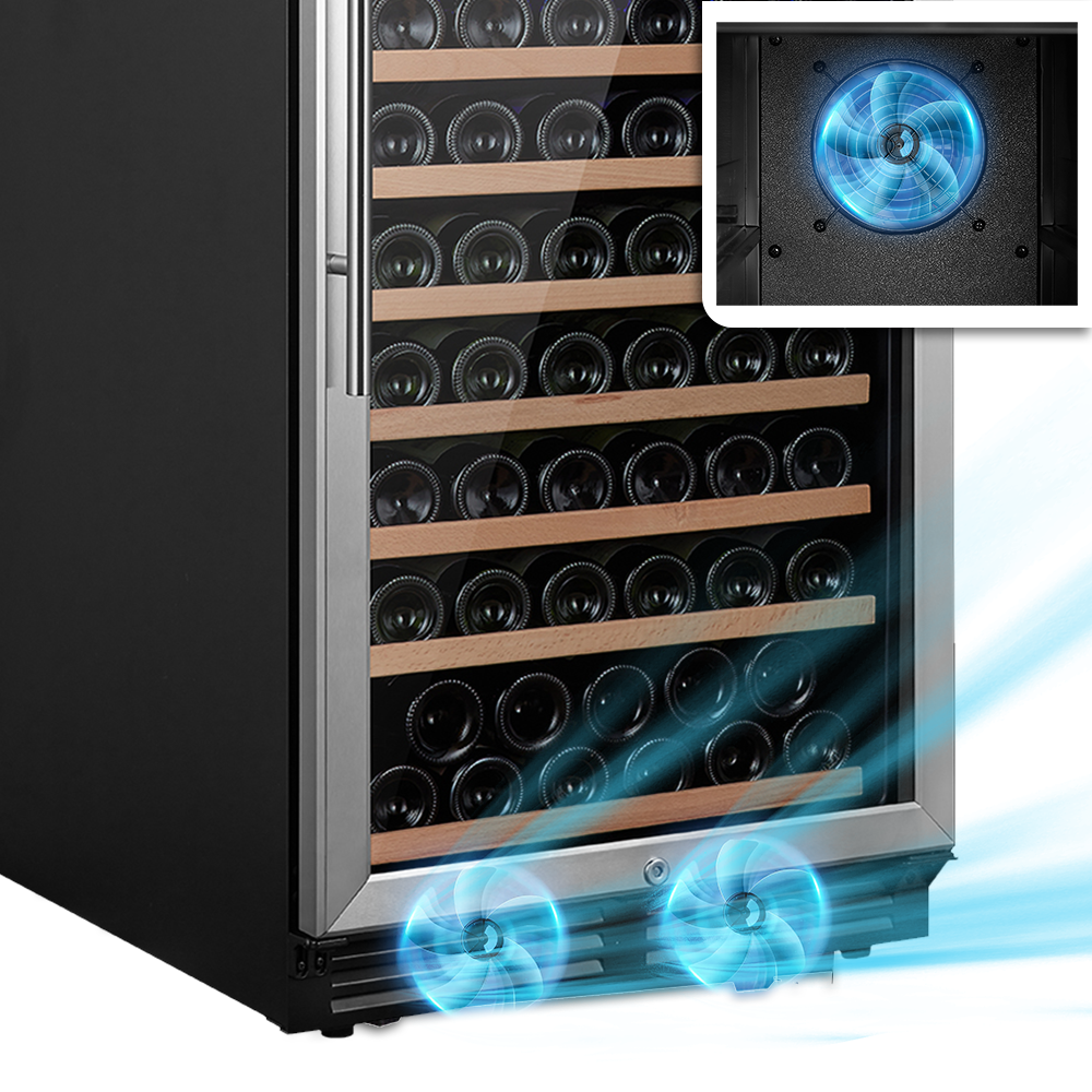 Dual Zone Large Capacity 152-Bottle Stainless Steel Wine Cooler