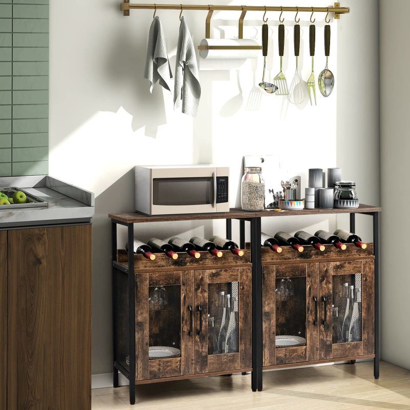 Household Simply Industrial Style Liquor Cabinet with Wine Rack