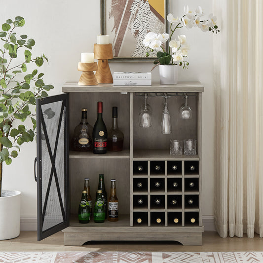 Single door wine cabinet with 16 wine storage compartments