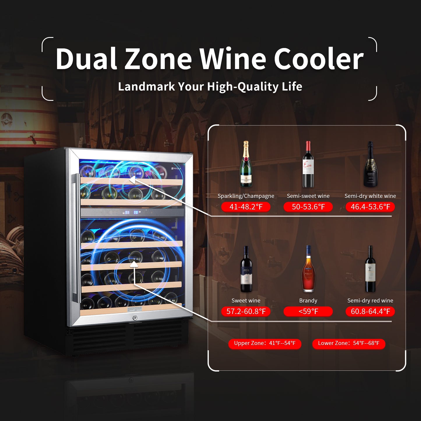 Dual Zone 46-Bottle Wine Cooler