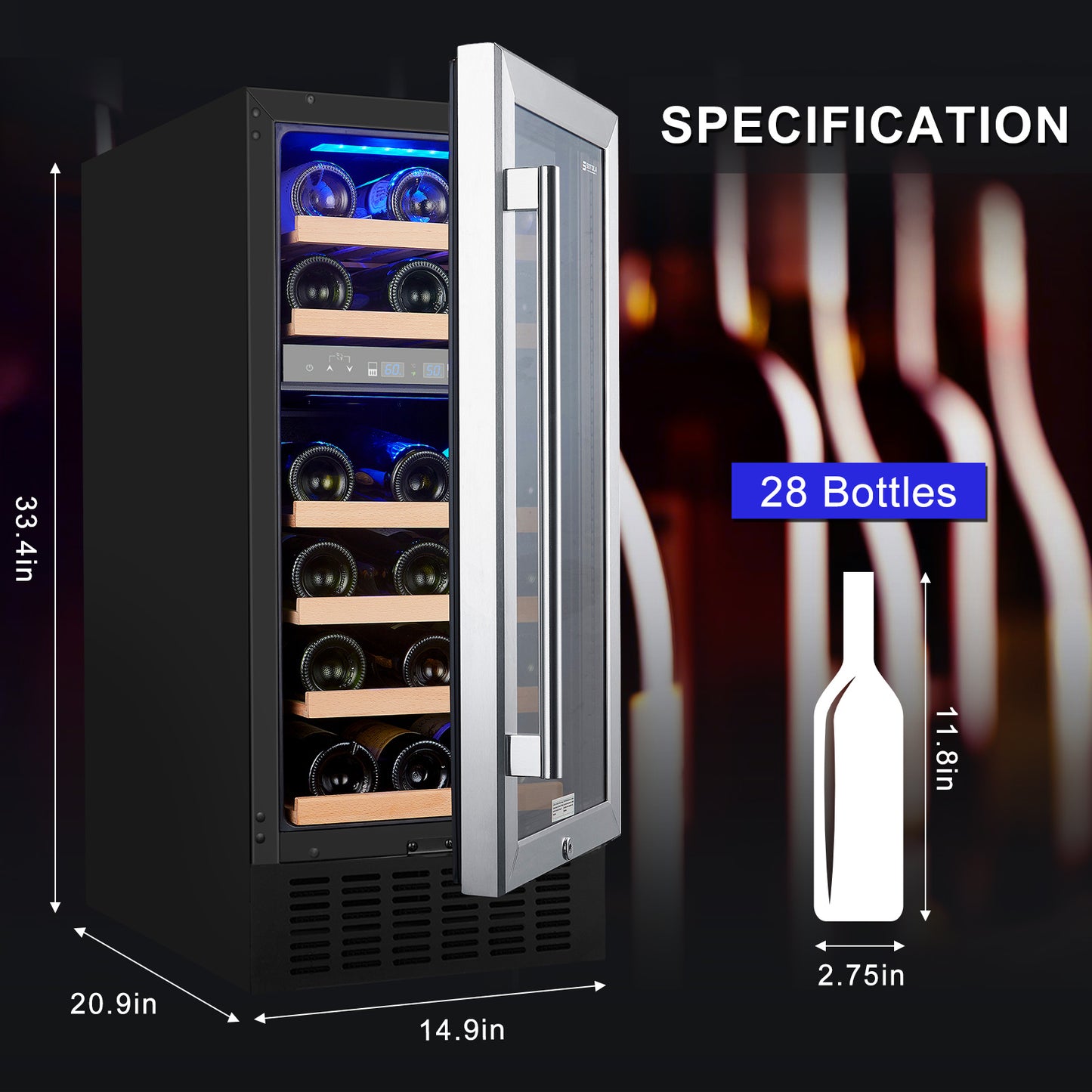 SOTOLA 28-Bottle Dual Zone Wine Cooler