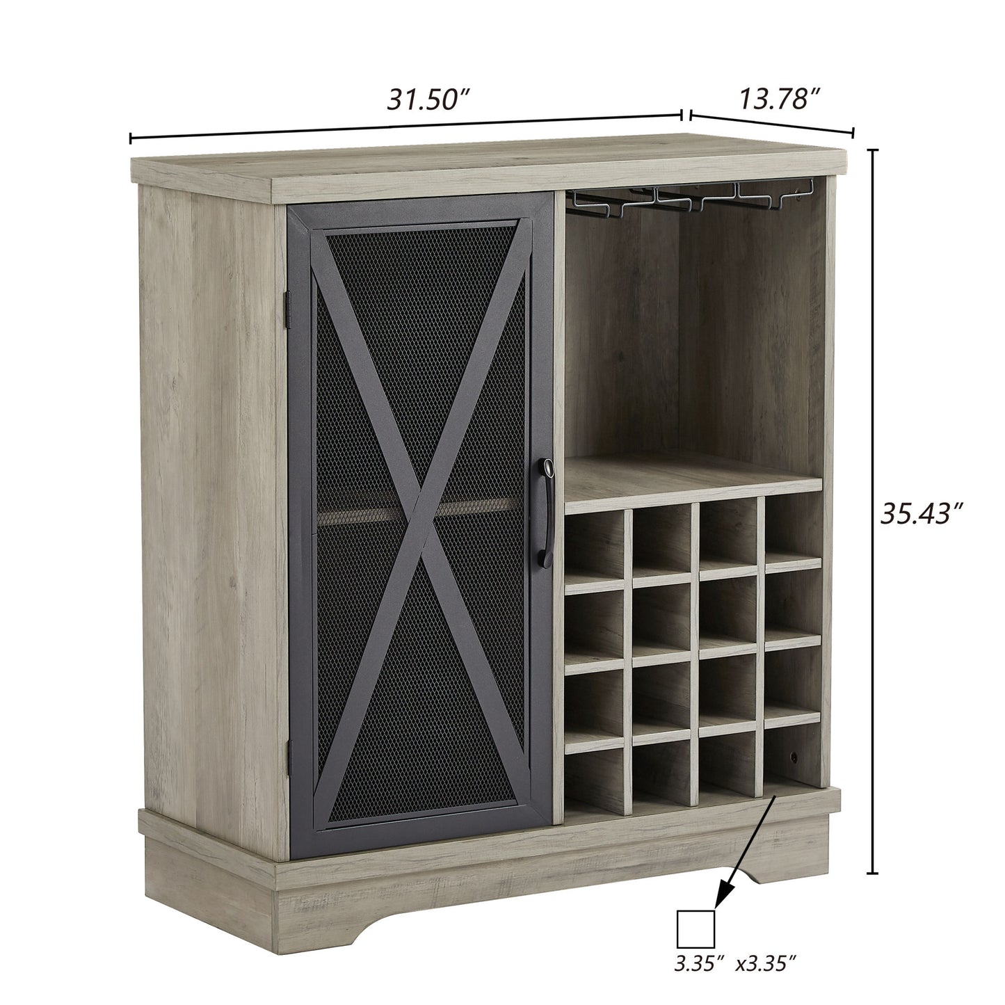 Single door wine cabinet with 16 wine storage compartments