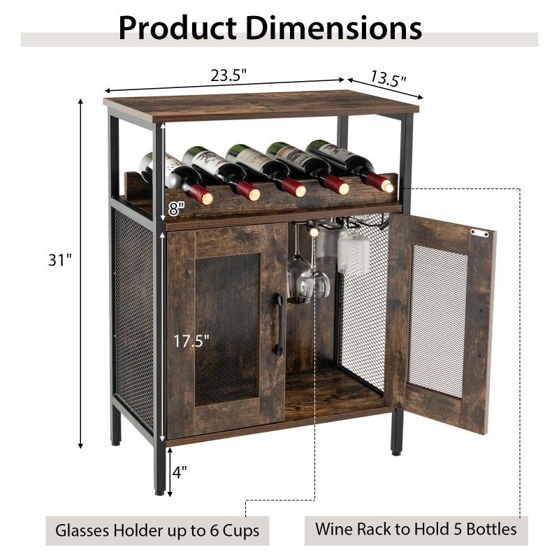 Household Simply Industrial Style Liquor Cabinet with Wine Rack