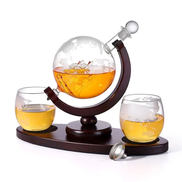 Globe Whiskey Decanter & Wine Glass Set