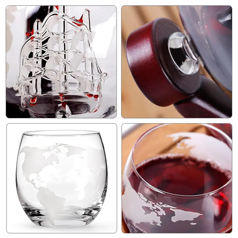 Globe Whiskey Decanter & Wine Glass Set